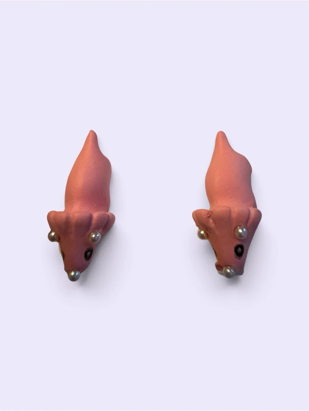 Fox Stud Earrings -pink Pig with pearl Earrings